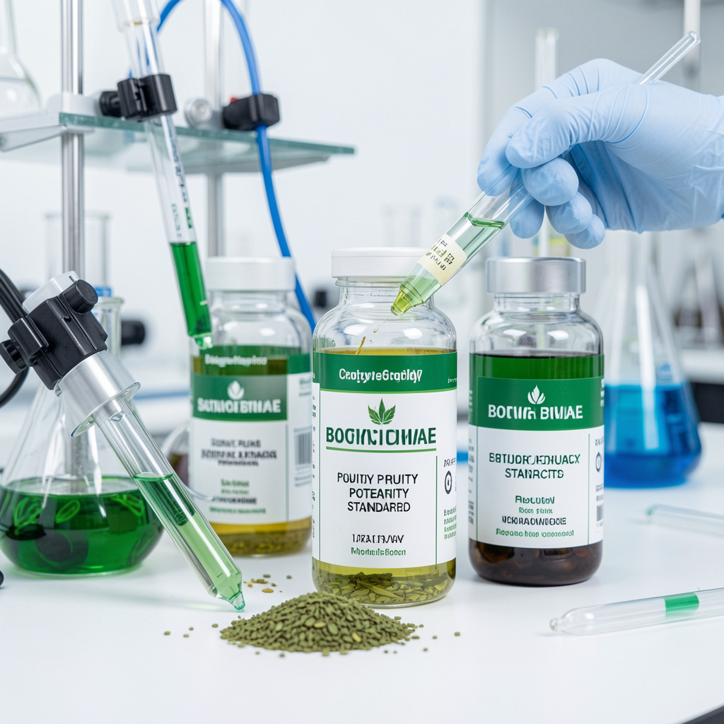 Professional laboratory testing of botanical extracts ensuring purity and potency standards